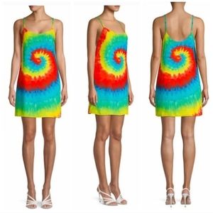 Alice + Olivia Emmie Tie Dye Mini Dress Size LARGE NWT